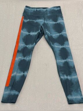 Nike Dri-fit training Blue Tie-Dye Leggings with Orange Stripe Full Length